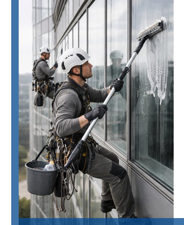 Высотная мойка сплошного остекления с выездом в Хабаровске