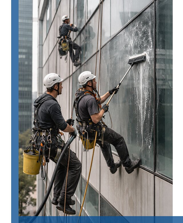 Профессиональная высотная мойка фасадов зданий в Хабаровске