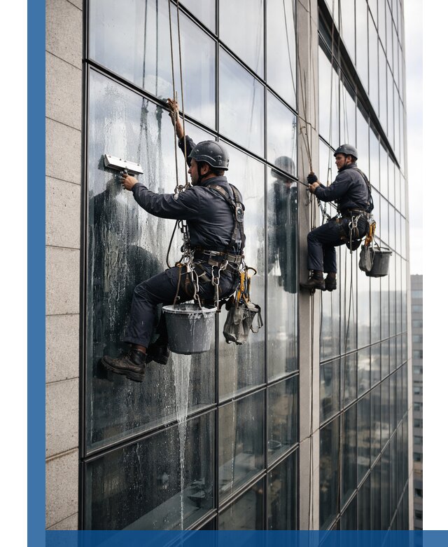 Профессиональная мойка стеклянных фасадов зданий в Хабаровске