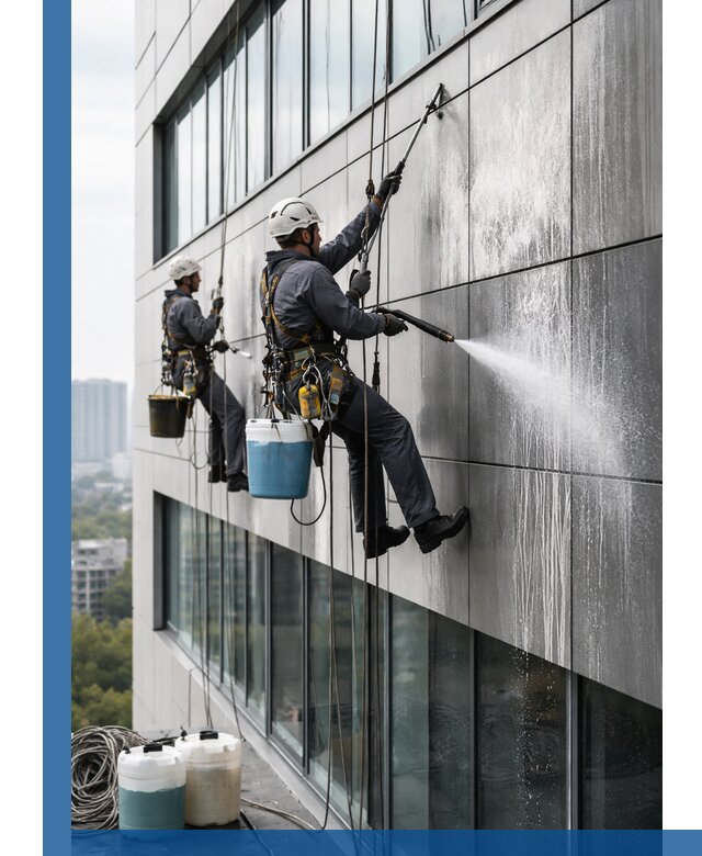 Профессиональная мойка вентилируемых фасадов в Хабаровске