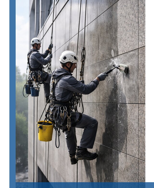 Профессиональная мойка фасада из керамогранита в Хабаровске