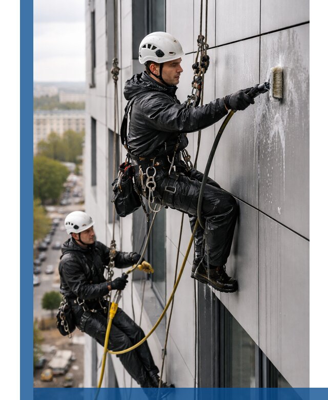 Профессиональная мойка фасада из композита в Хабаровске