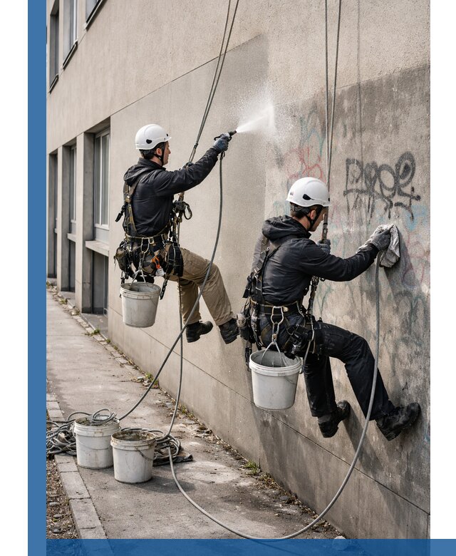 Антиграффити покрытие фасада с защитой от надписей в Хабаровске