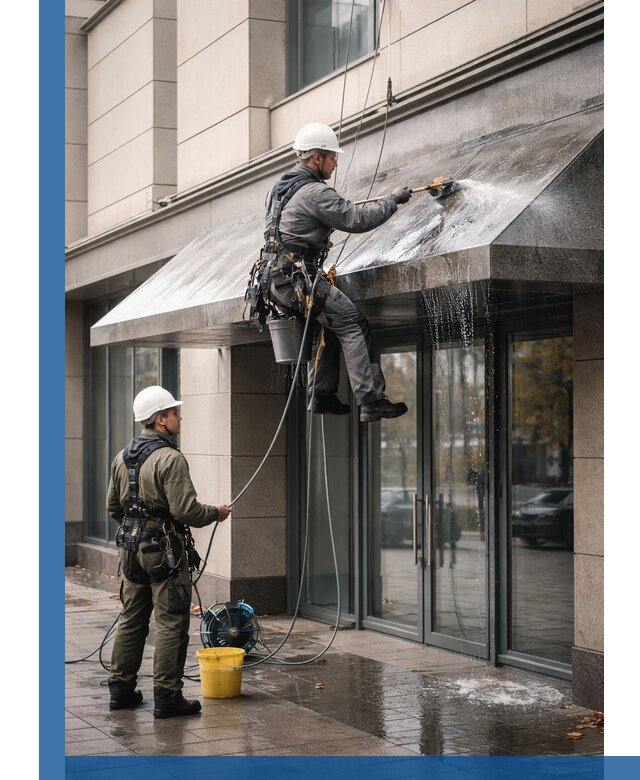 Профессиональная мойка козырьков и навесов в Хабаровске