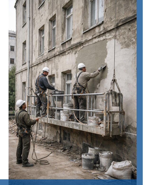 Капитальный ремонт фасада в Хабаровске от 4321 р. | ВЫСОТНИК-Хбр