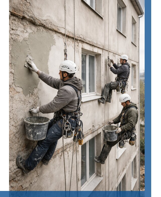 Ремонт штукатурного фасада в Хабаровске от 772 р. под ключ | ВЫСОТНИК-Хбр