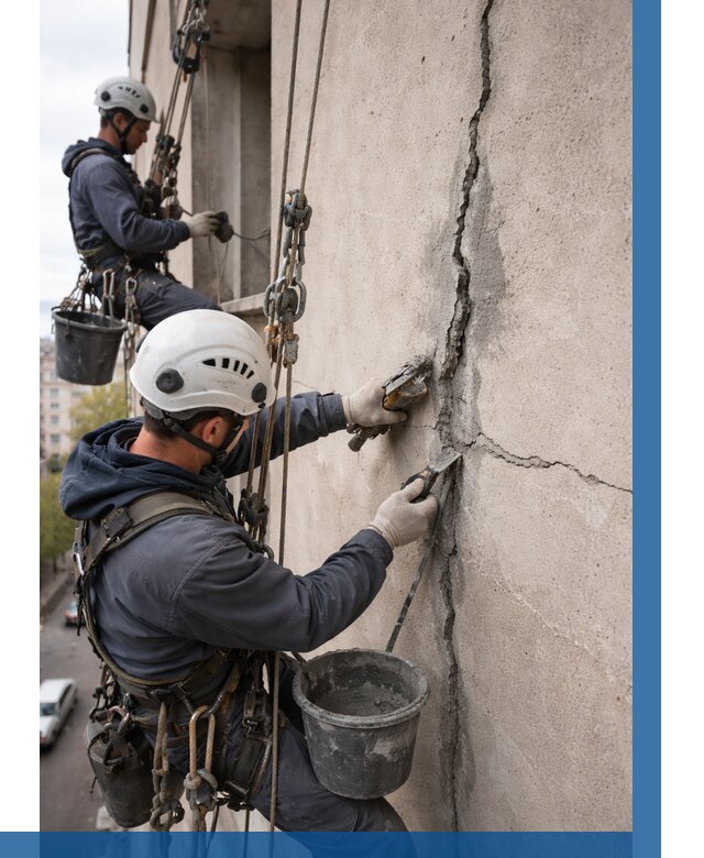 Заделка трещин на фасаде в Хабаровске от 926 р. | ВЫСОТНИК-Хбр