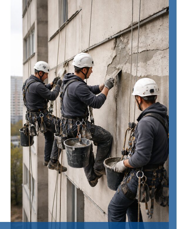 Ремонт бетонных элементов фасада в Хабаровске от 2572 р. | ВЫСОТНИК-Хбр