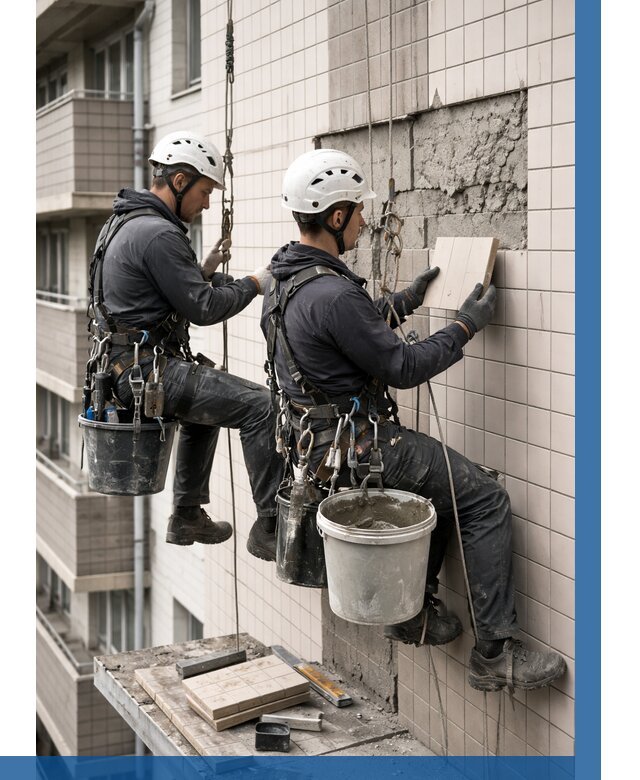 Ремонт облицовки фасада плиткой в Хабаровске от 1852 р. | ВЫСОТНИК-Хбр