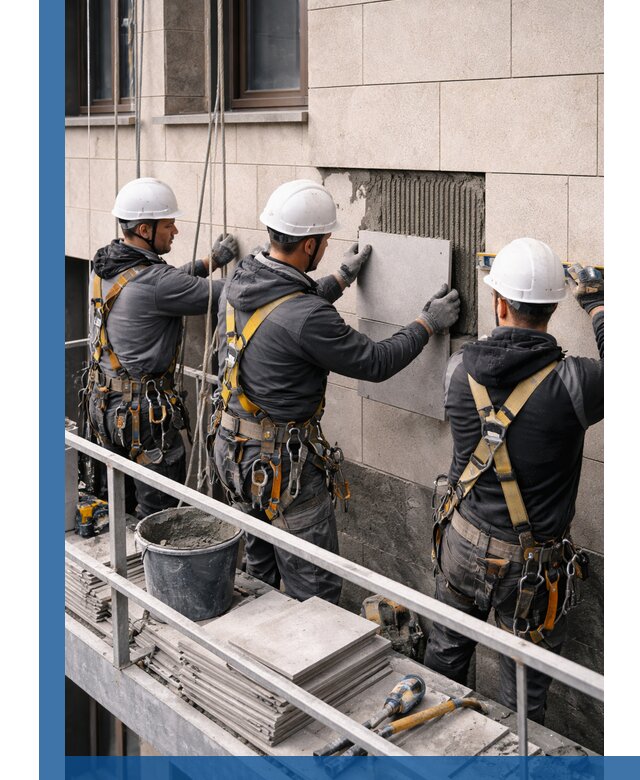 Ремонт облицовки фасада плиткой в Хабаровске с гарантией