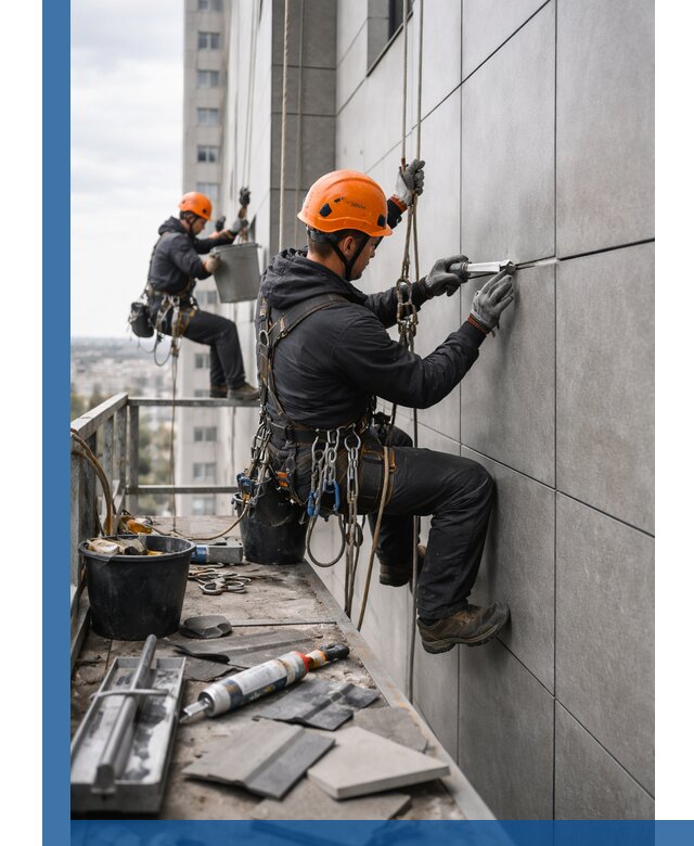 Профессиональный ремонт фасада из керамогранита в Хабаровске