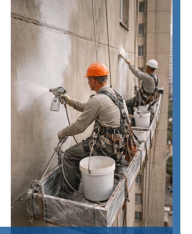 Грунтовка фасада на высоте в Хабаровске от 123 р. | ВЫСОТНИК-Хбр