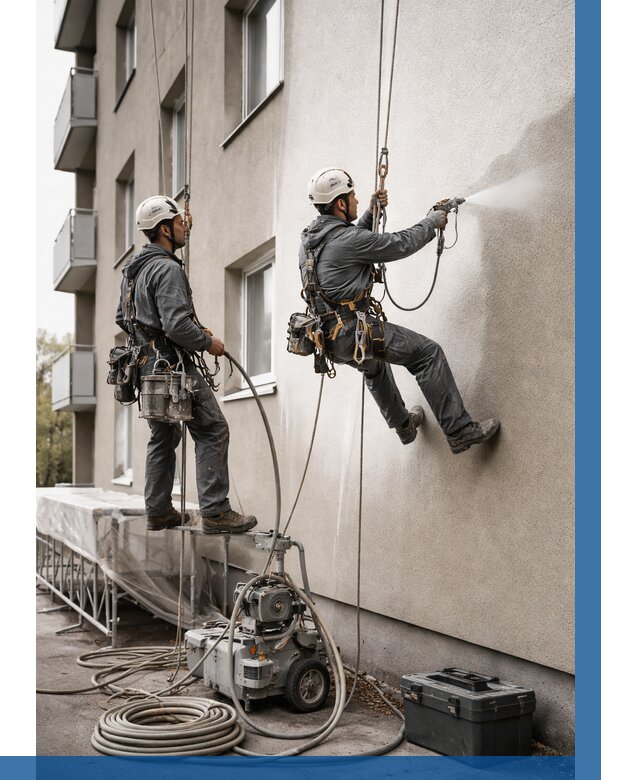 Безвоздушная покраска фасада в Хабаровске от 226 р/м² | ВЫСОТНИК-Хбр