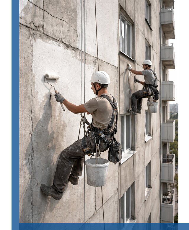 Покраска бетонного фасада в Хабаровске для жилых и промышленных объектов