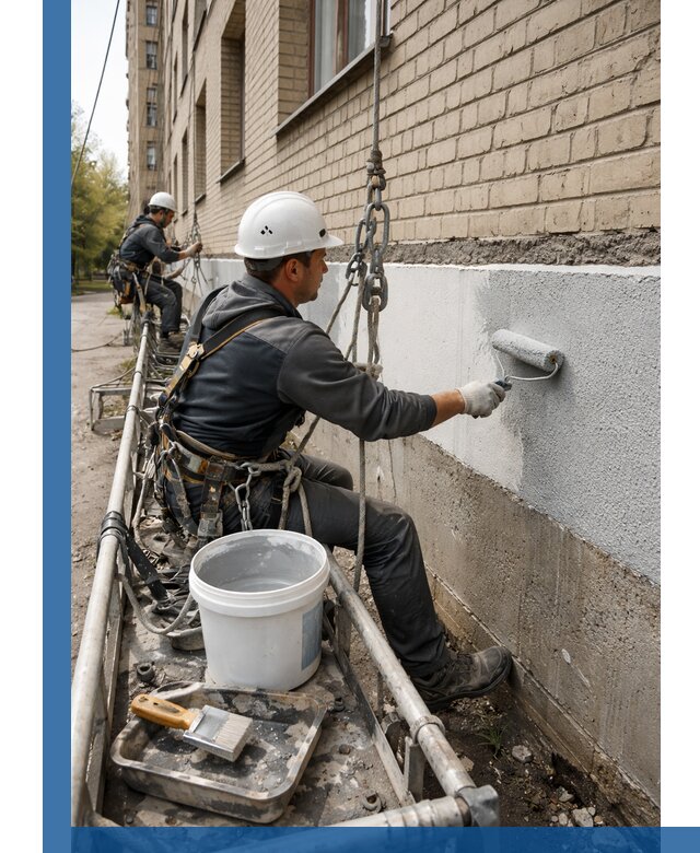 Окраска цоколя здания в Хабаровске профессионально и надежно