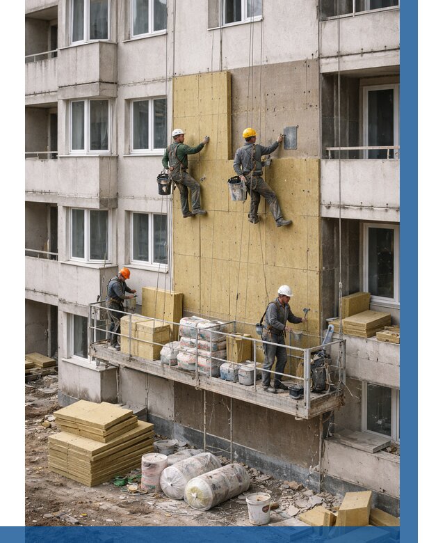 Утепление фасада минватой в Хабаровске от 1543 р. | ВЫСОТНИК-Хбр