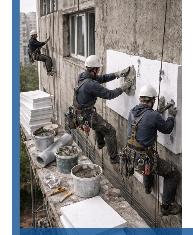 Утепление фасада пенополистиролом в Хабаровске под ключ