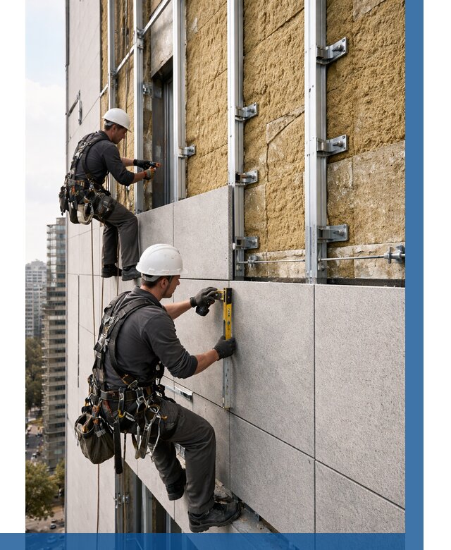 Монтаж вентилируемого фасада в Хабаровске от 3601 р. | ВЫСОТНИК-Хбр