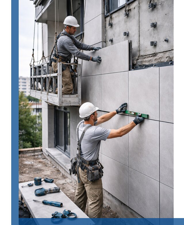 Монтаж керамогранита на фасад в Хабаровске под ключ с гарантией качества