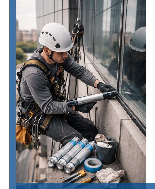 Герметизация стыков витража в Хабаровске для герметичных фасадов