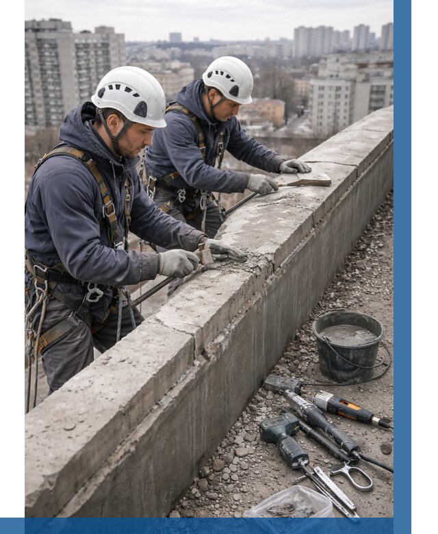 Ремонт парапета на кровле в Хабаровске от 1543 р. | ВЫСОТНИК-Хбр