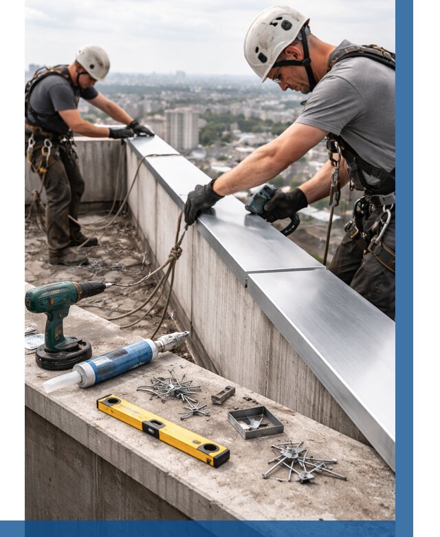 Монтаж парапетных крышек в Хабаровске от 823 р. | ВЫСОТНИК-Хбр