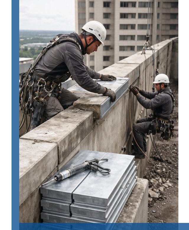 Замена парапетных крышек и установка новых в Хабаровске
