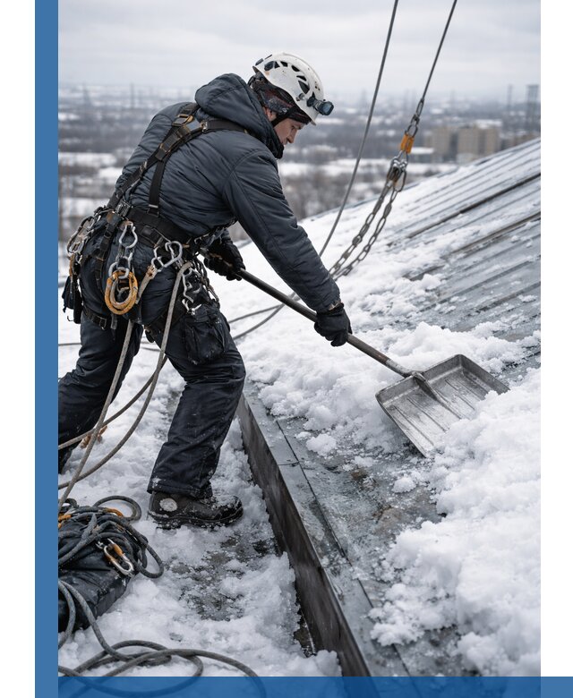 Профессиональная очистка кровли от снега и наледи в Хабаровске