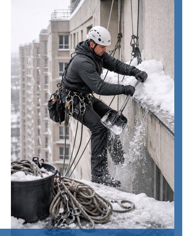 Очистка карнизов от снега в Хабаровске от 309 р. | ВЫСОТНИК-Хбр