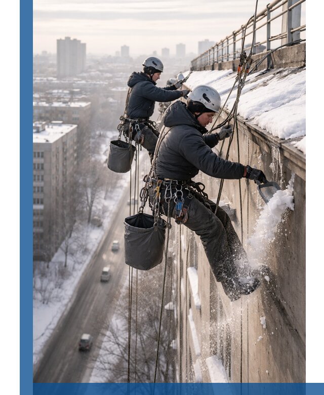 Очистка карнизов от снега в Хабаровске профессионально и безопасно