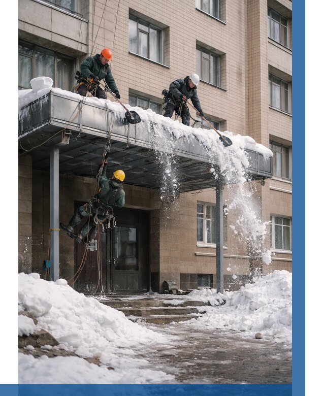 Очистка козырьков от снега в Хабаровске от 3601 р. | ВЫСОТНИК-Хбр