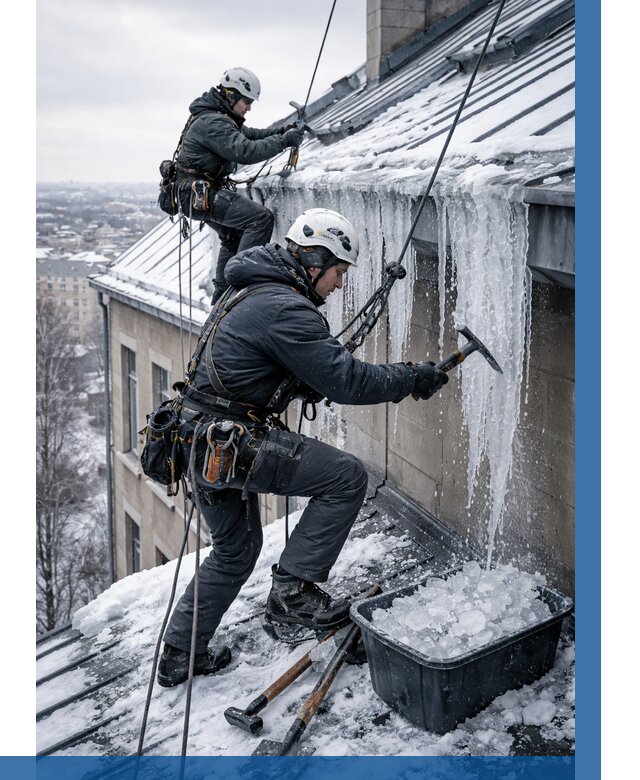 Удаление наледи с кровли в Хабаровске от 5658 р. | ВЫСОТНИК-Хбр