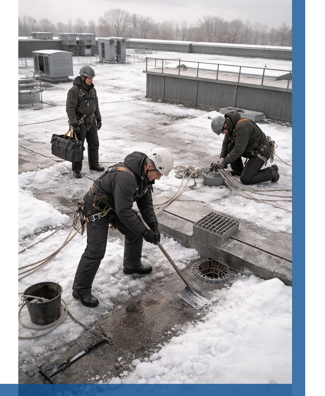 Абонентское обслуживание кровли зимой в Хабаровске от 8230 р. | ВЫСОТНИК-Хбр