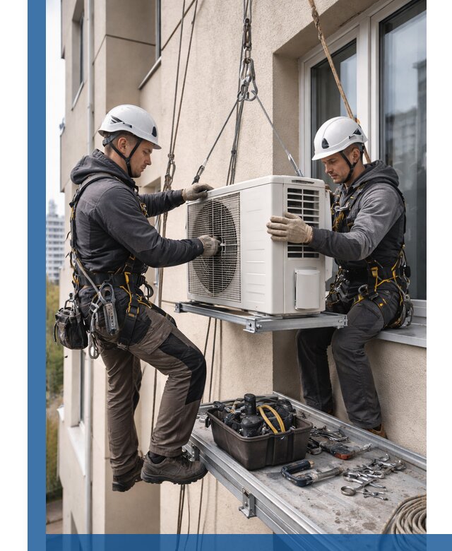 Перенос внешнего блока кондиционера в Хабаровске с монтажом и крепежом