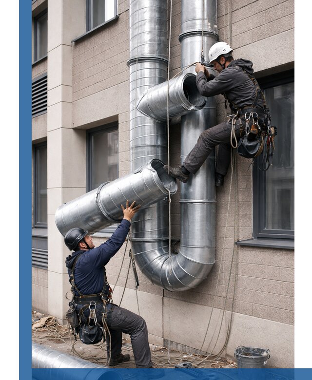 Монтаж фасадных воздуховодов в Хабаровске с герметизацией и крепежом