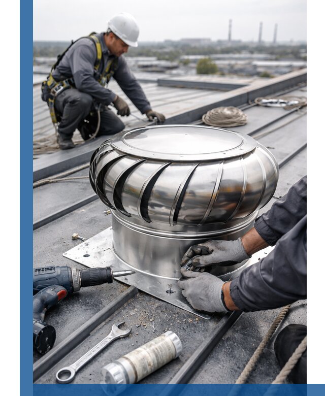 Установка дефлекторов на кровле в Хабаровске профессионально