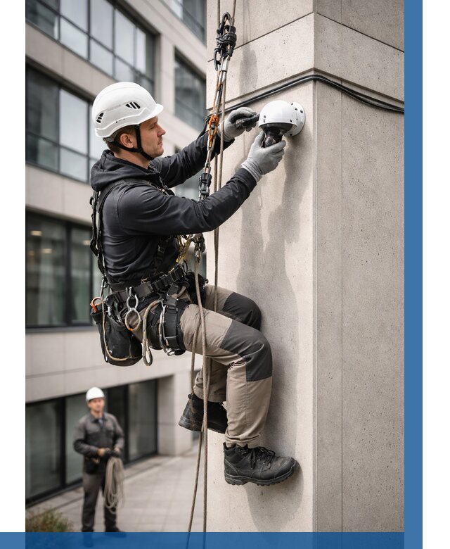 Монтаж камер видеонаблюдения на фасаде в Хабаровске от 8745 р.-ВЫСОТНИК-Хбр