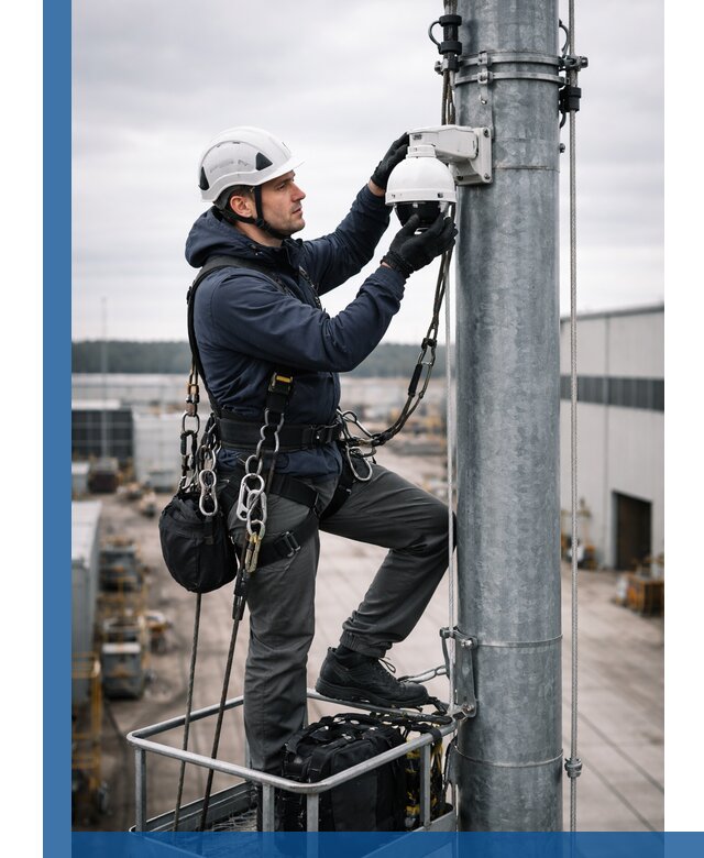 Профессиональная установка видеокамер на мачте в Хабаровске