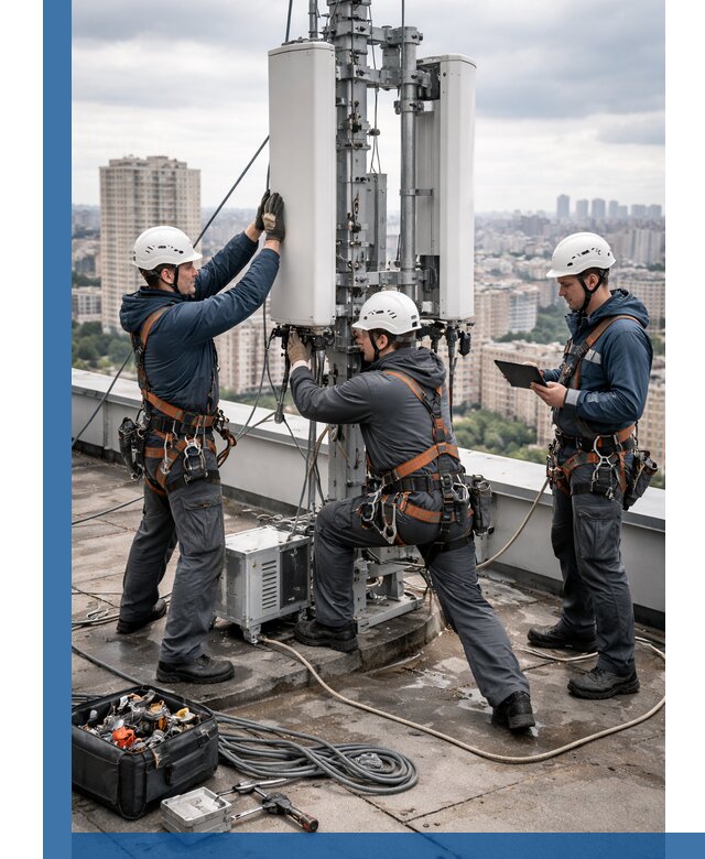 Монтаж антенн связи на крыше в Хабаровске с вводом в эксплуатацию