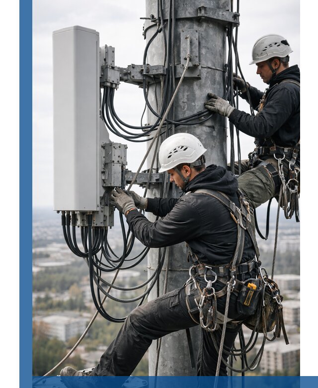 Монтаж оборудования связи на мачте в Хабаровске с пусконаладкой