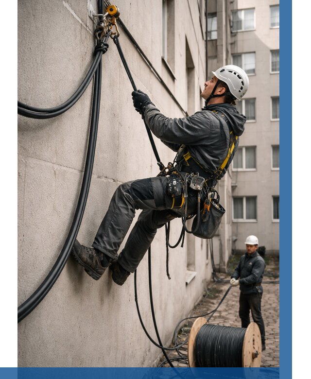 Протяжка кабеля питания на высоте в Хабаровске от 463 р. | ВЫСОТНИК-Хбр