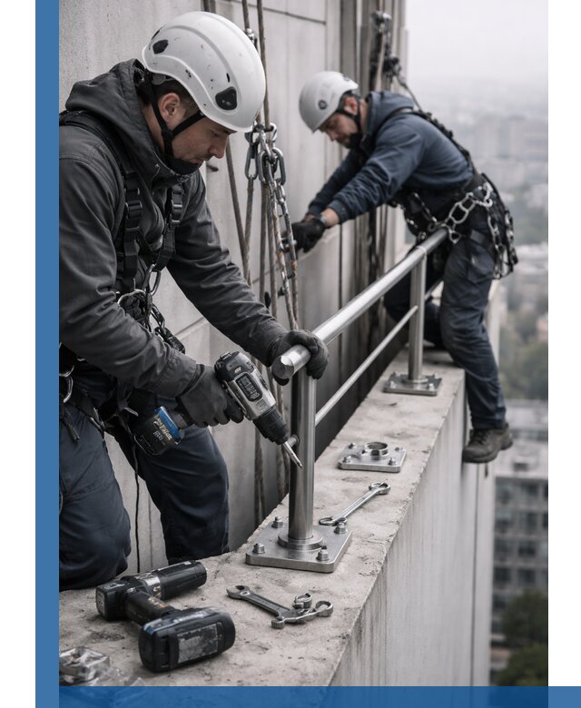 Монтаж перил на высоте в Хабаровске для жилых и промобъектов