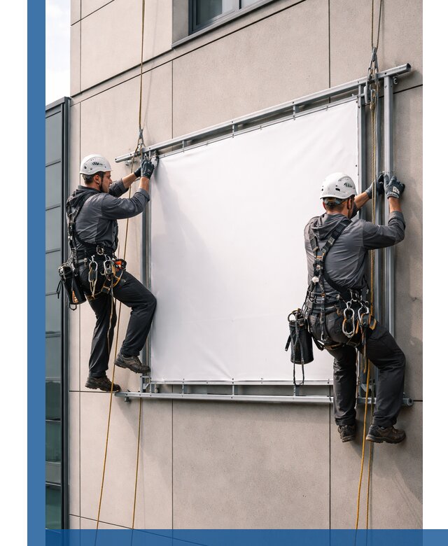 Монтаж наружной рекламной вывески в Хабаровске под ключ