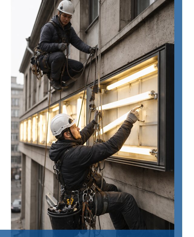 Замена ламп в вывеске в Хабаровске под ключ от 3601 р. | ВЫСОТНИК-Хбр