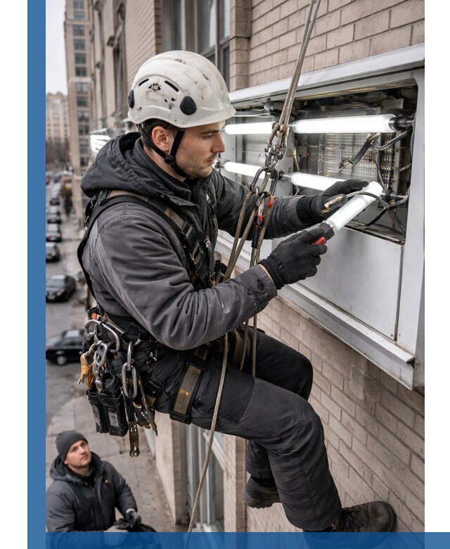 Профессиональная замена ламп в наружной вывеске в Хабаровске