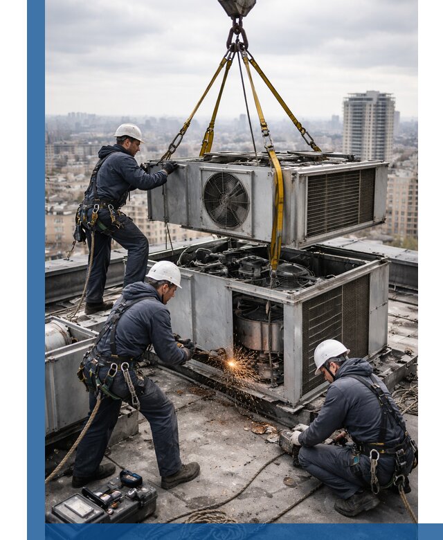 Демонтаж крышной установки в Хабаровске любой сложности