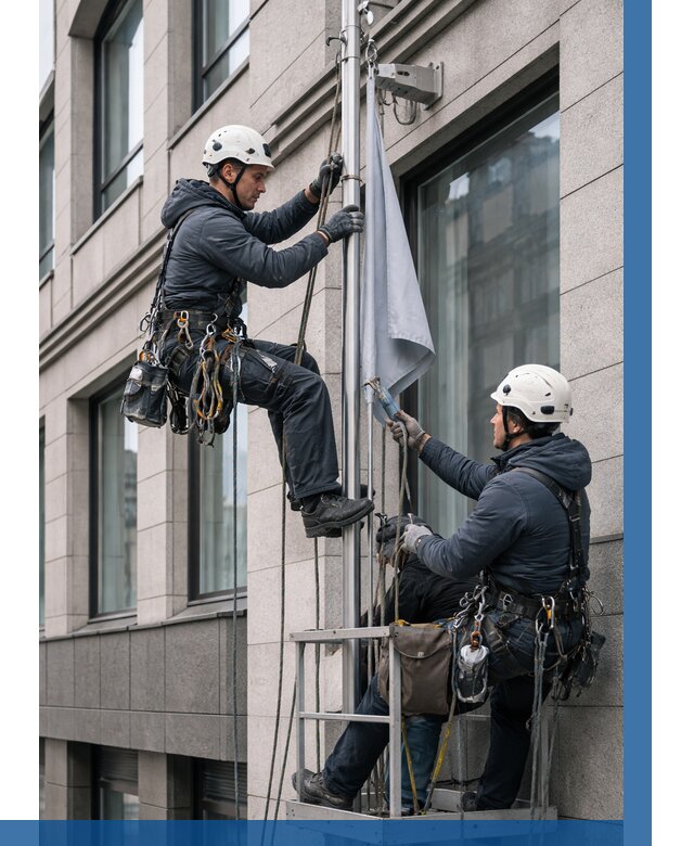 Установка флагов на фасаде в Хабаровске от 4630 р. | ВЫСОТНИК-Хбр