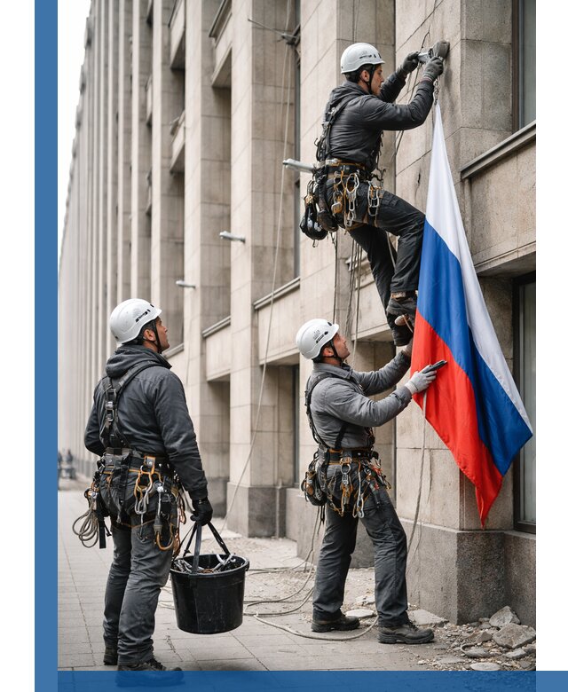 Профессиональная установка флагов на фасаде в Хабаровске