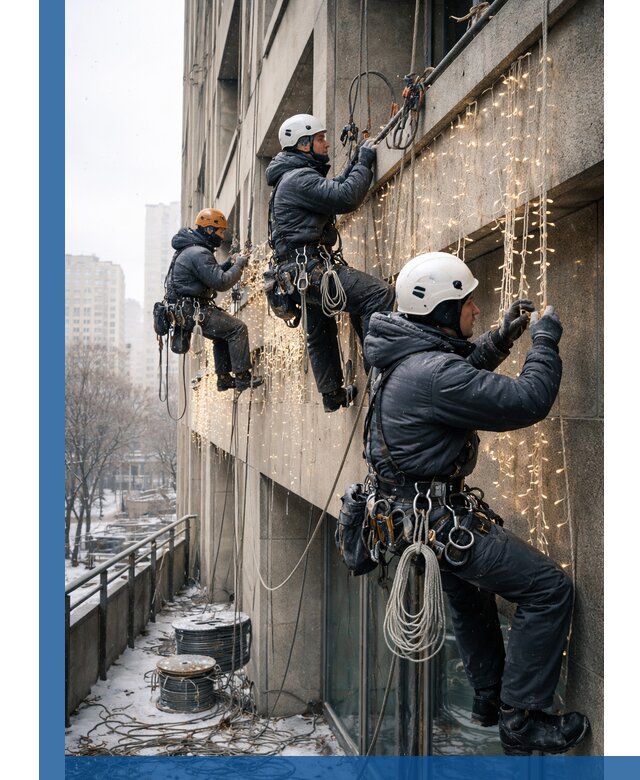 Монтаж новогодней иллюминации и украшение фасадов в Хабаровске