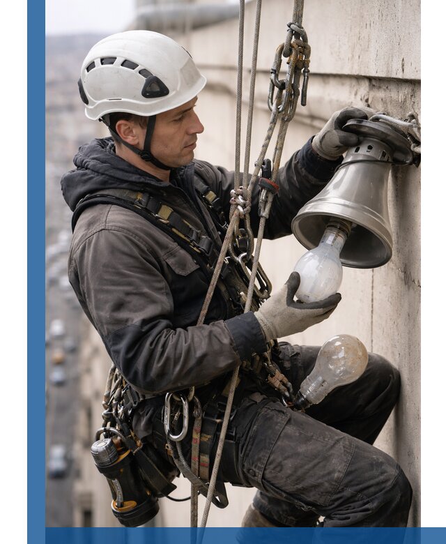 Замена ламп на высоте в Хабаровске профессионально и быстро